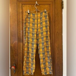 Urban Outfitters Yellow and Blue Plaid Wide-Leg Pants